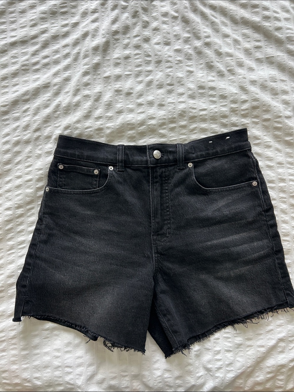 Madewell Black Raw-Hem Denim Shorts